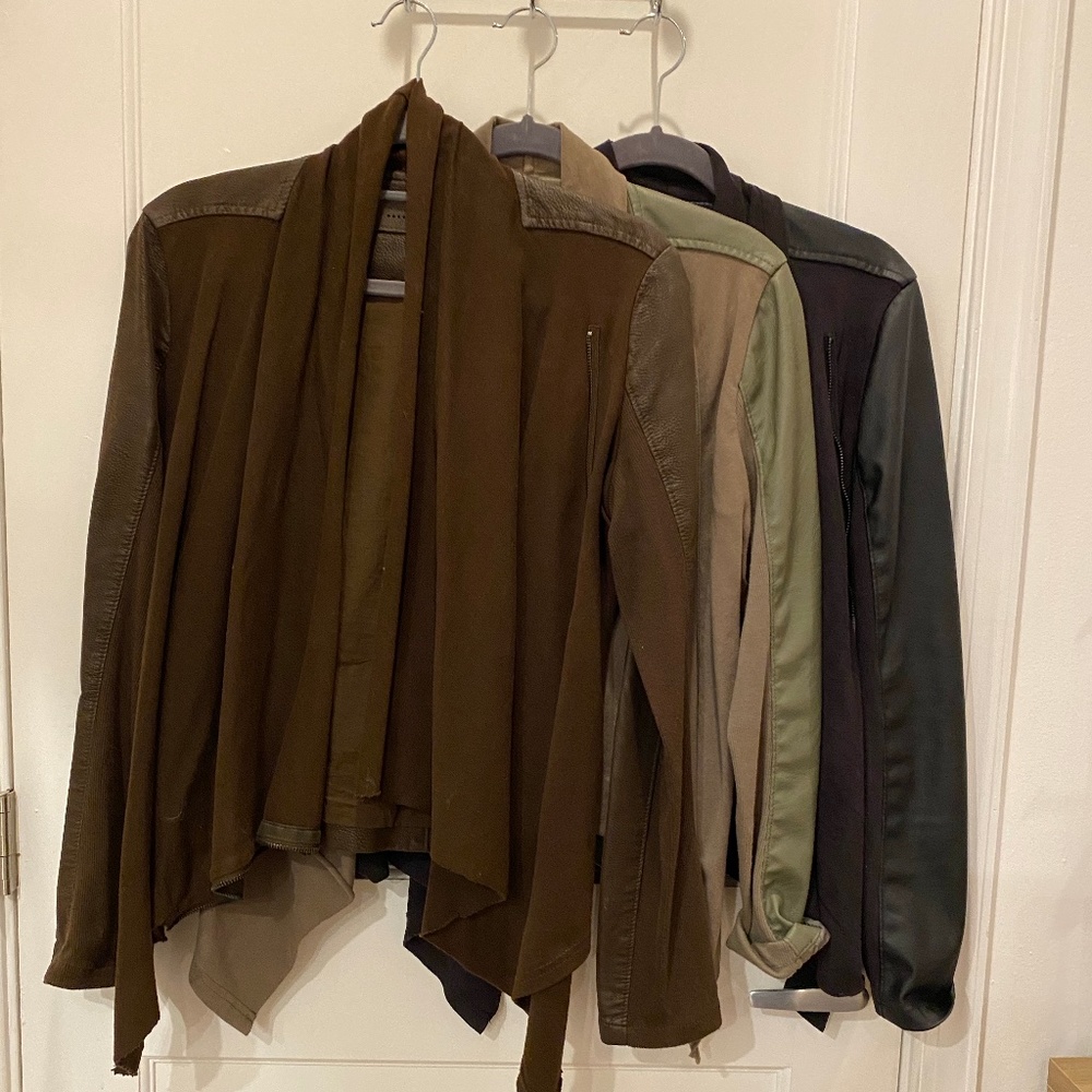 Blank NYC Draped Suede and Knit Jacket